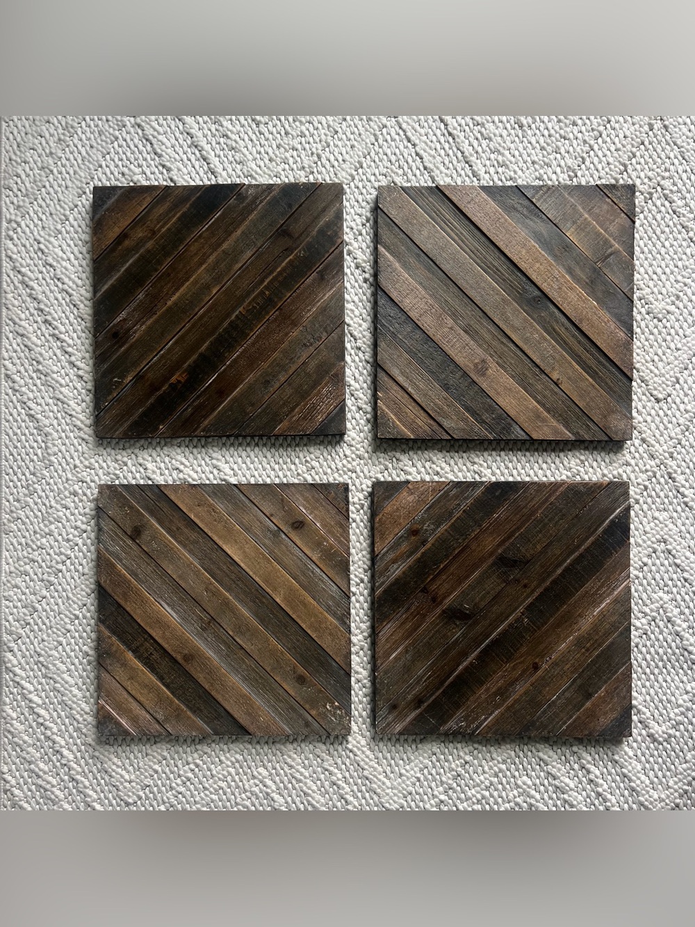 Threshold Rustic Wood Large Scale Wall Art Set of 4 15” Panels EUC